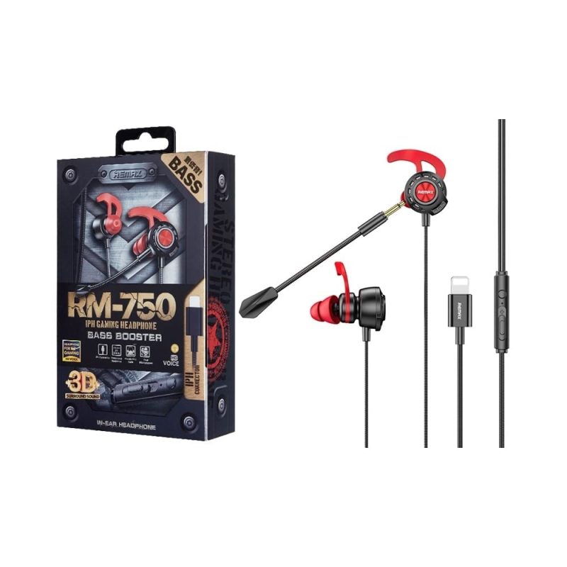 REMAX RM-750 IPhone Lightning Gaming Earphone – Black.