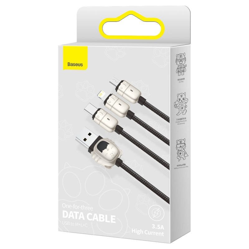 Baseus One-for-Three Data Cable USB to M+L+C (CASX010009) - Image 2