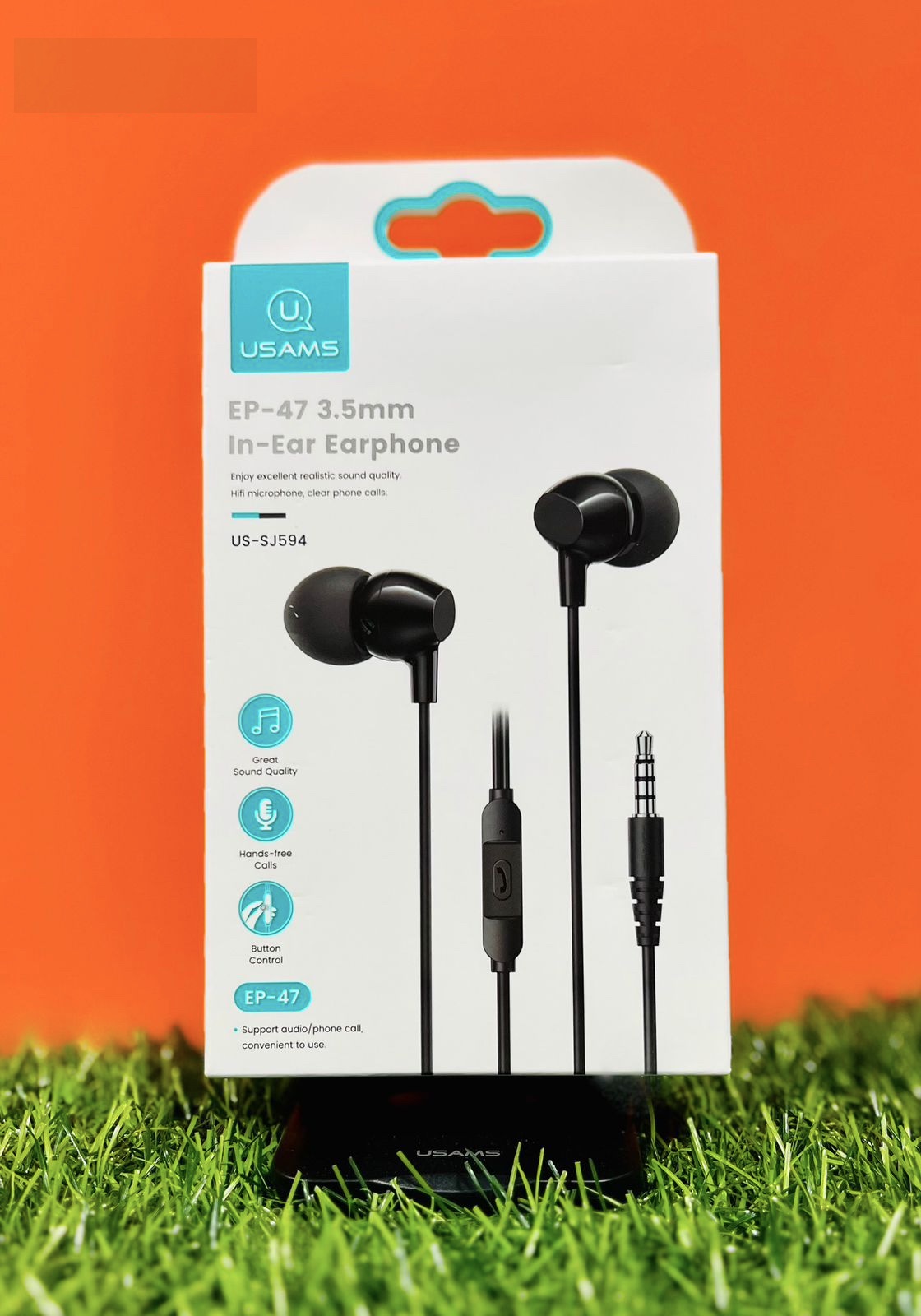 USAMS US-SJ594 EP47 3.5mm In-Ear Earphone- Black Color - Image 2